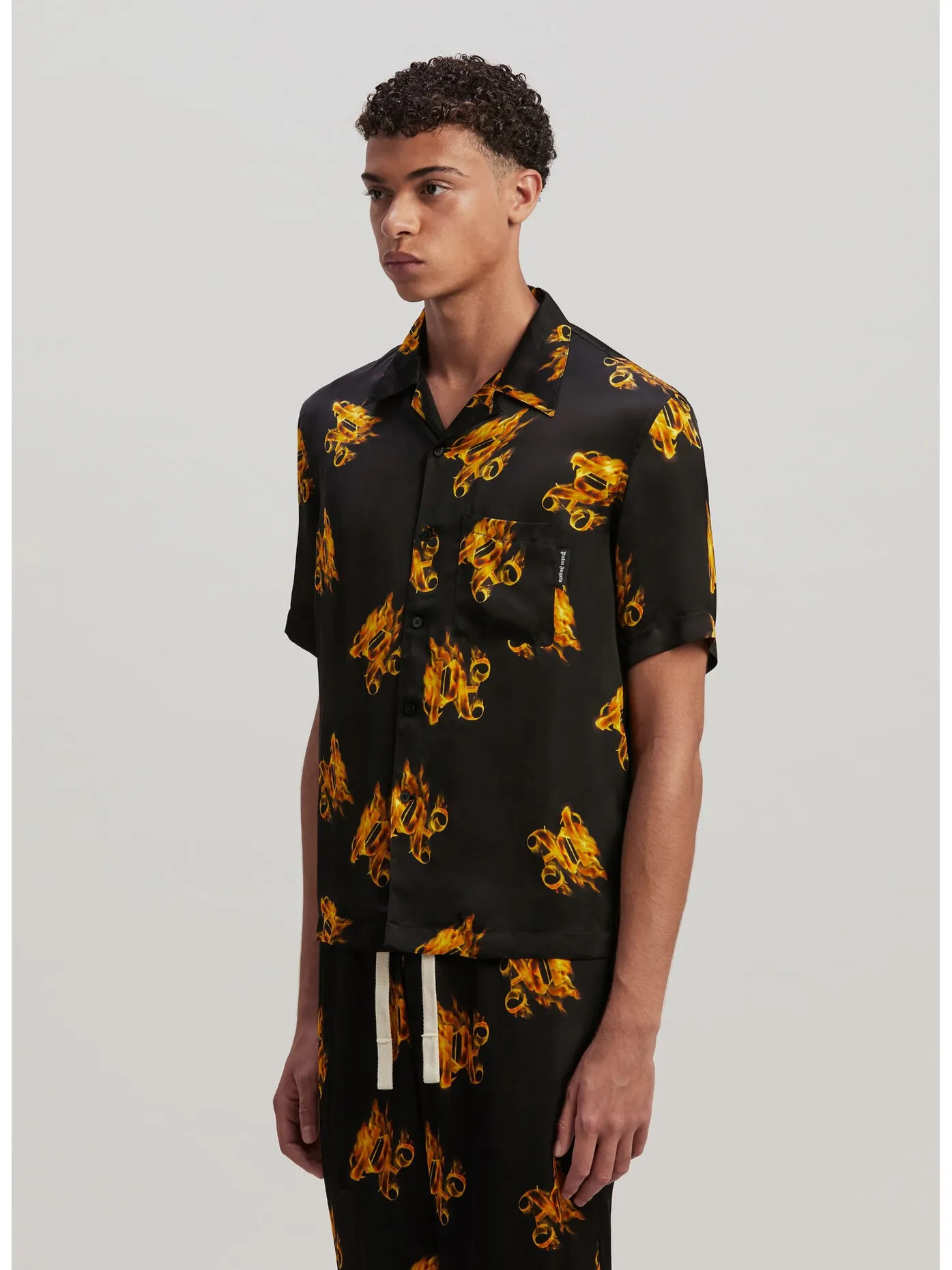     -PALM ANGELS    -CAMICIA BURNING MONOGRAM-