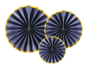 3 rosette di carta blu notte