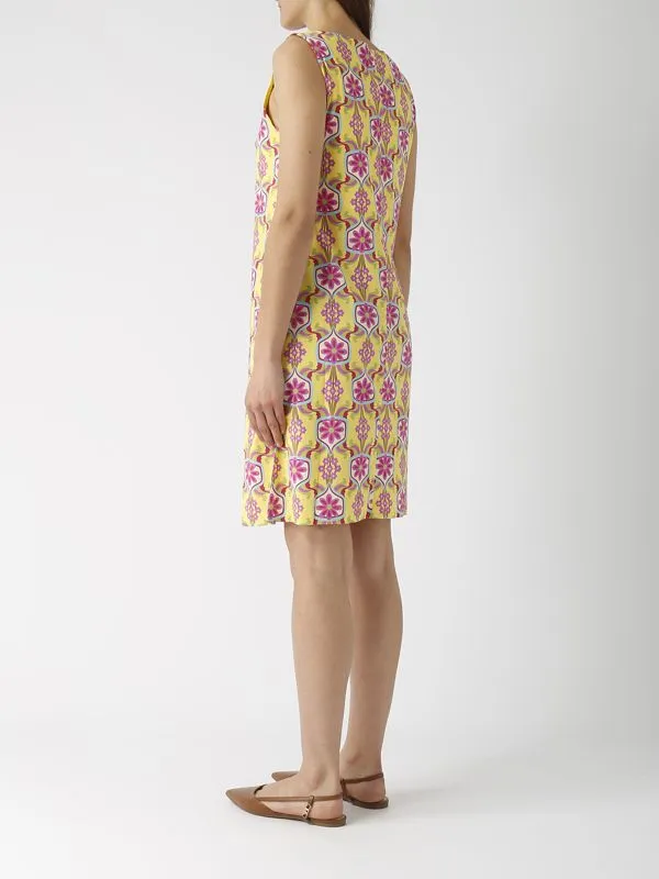 Abito donna Maliparmi Marigold in jersey leggero stampato Giallo-Rosa