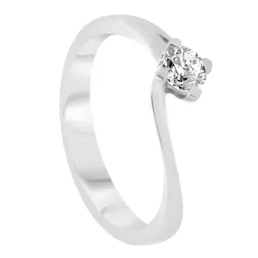 Anello solitario in oro bianco con diamante 0,25 ct mis 16
