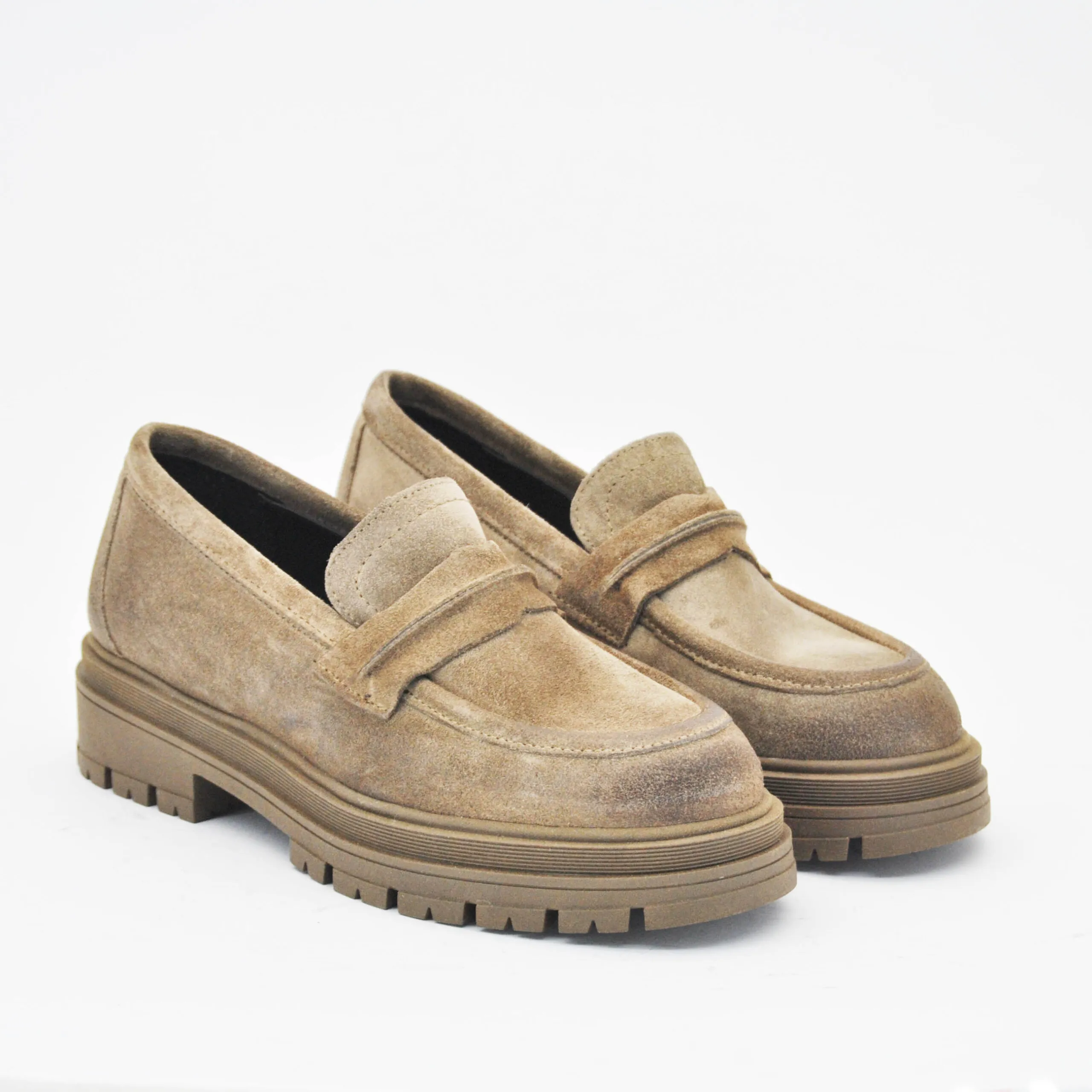 Anna Calzature Mocassino casual in suede col. taupe