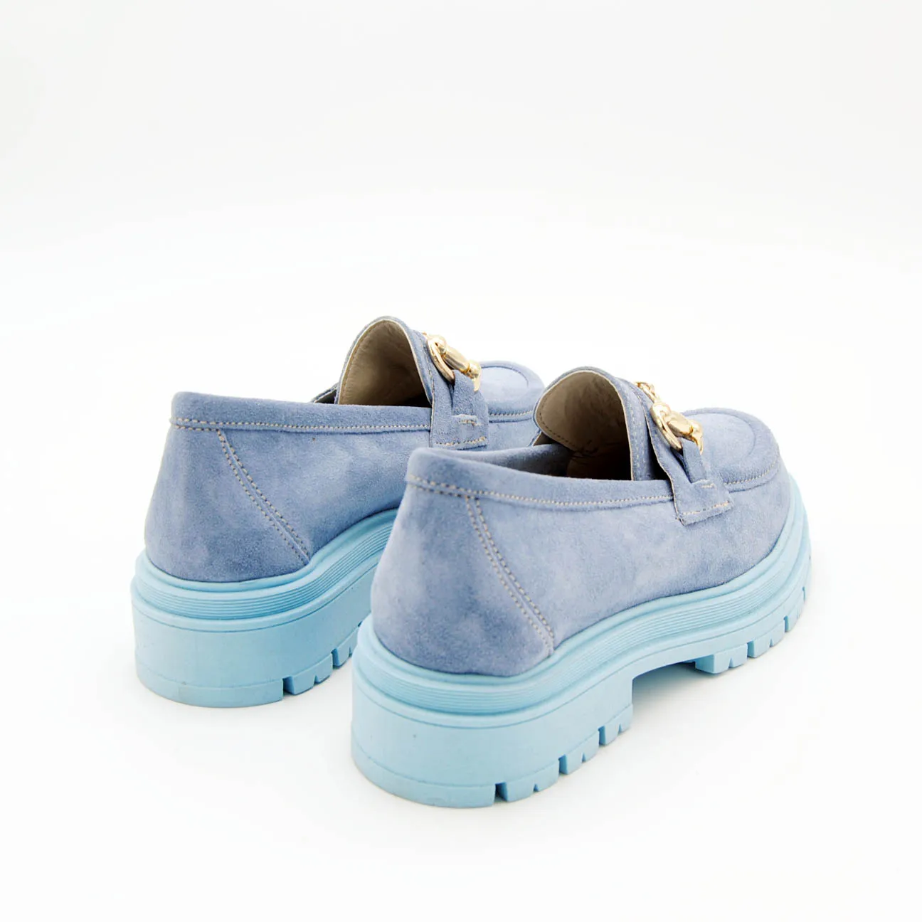 Anna Calzature mocassino con morsetto in suede avio