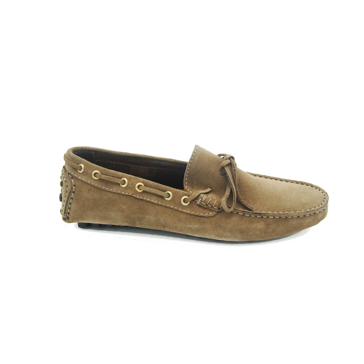 Antica Cuoieria Soldini mocassino car shoes in suede taupe