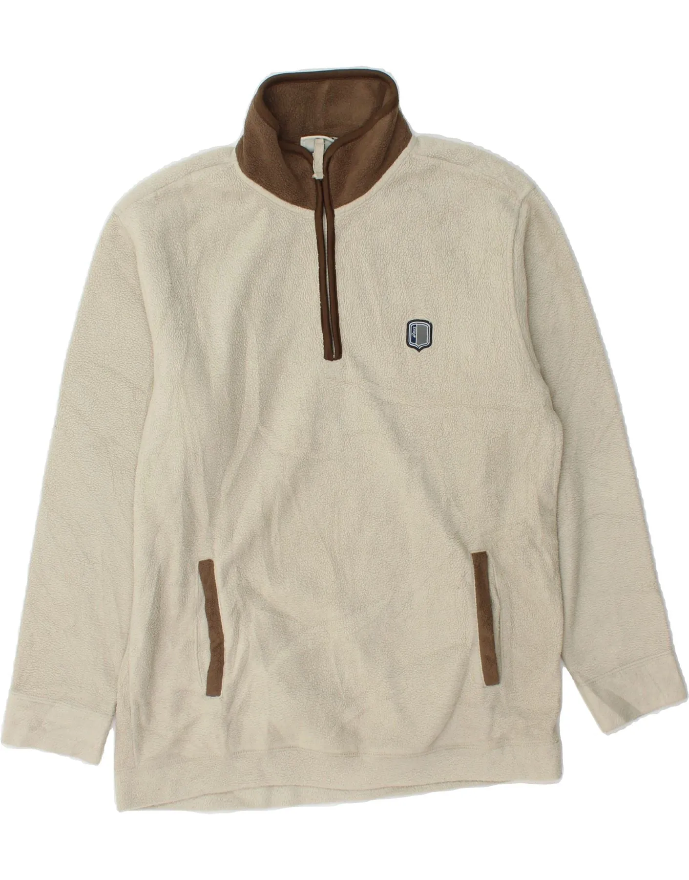 ASICS Mens Zip Neck Fleece Jumper Medium Beige
