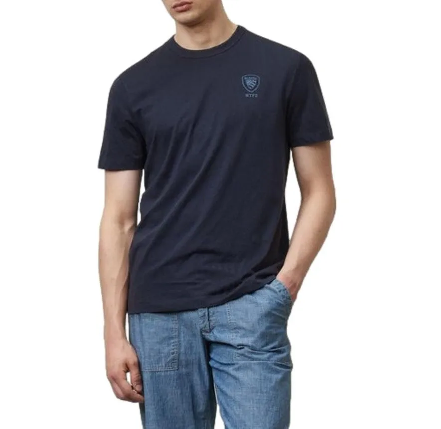 Blauer t-shirt blu uom con logo piccolo