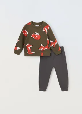 BLUKIDS  Jogging set in fleece di puro cotone neonato