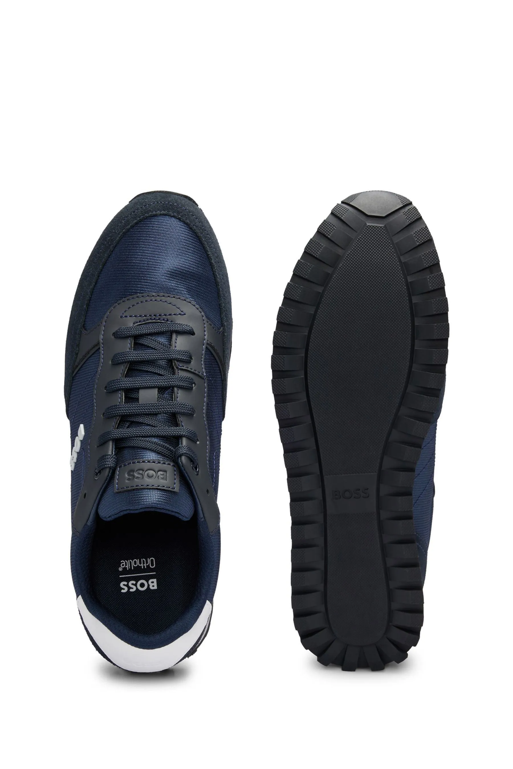 BOSS - Scarpe da ginnastica con logo in rilievo in materiali misti