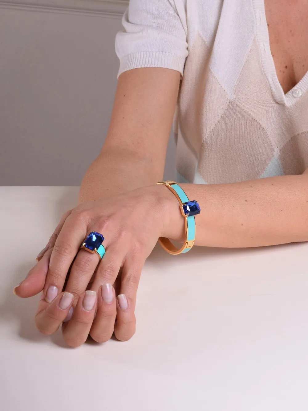 BRACCIALE CRISTALLI VERDE ACQUA