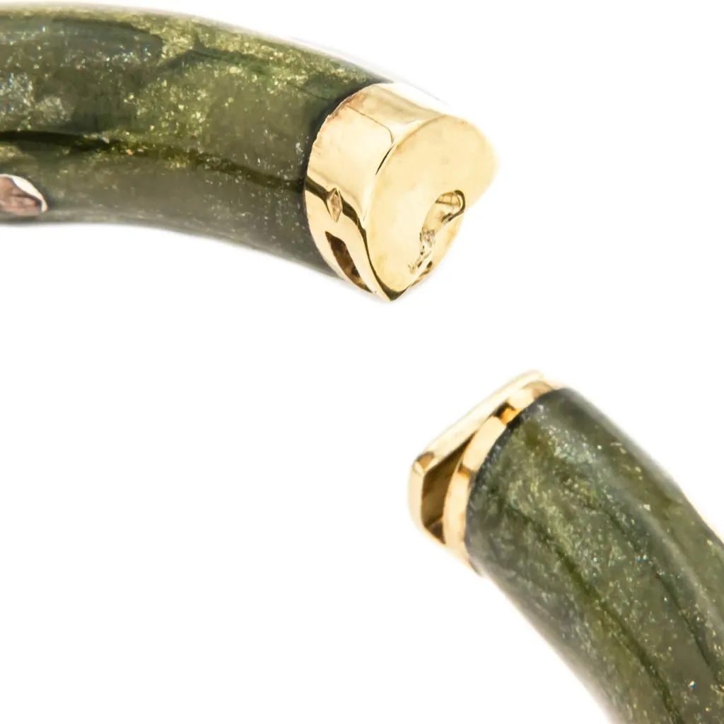 Bracciale smalto verde argento 925 e oro 18kt e diamanti