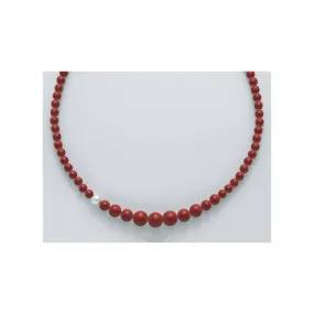 COLLANA DI PERLE MILUNA PASTA DI CORALLO ROSSO A DECRESCERE ARGENTO 925% TERRA E MARE PCL4655
