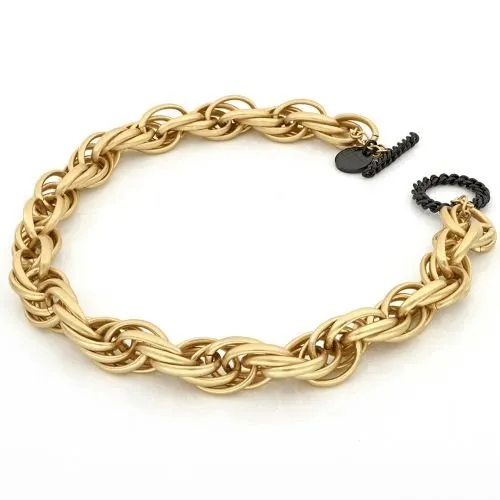 COLLANA IN BRONZO DORATO E NERO - UNOAERRE