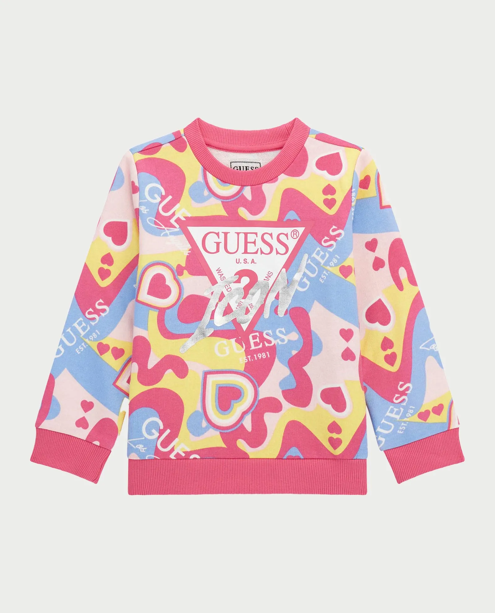 GUESS      Felpa bambina Guess in terry di cotone con logo