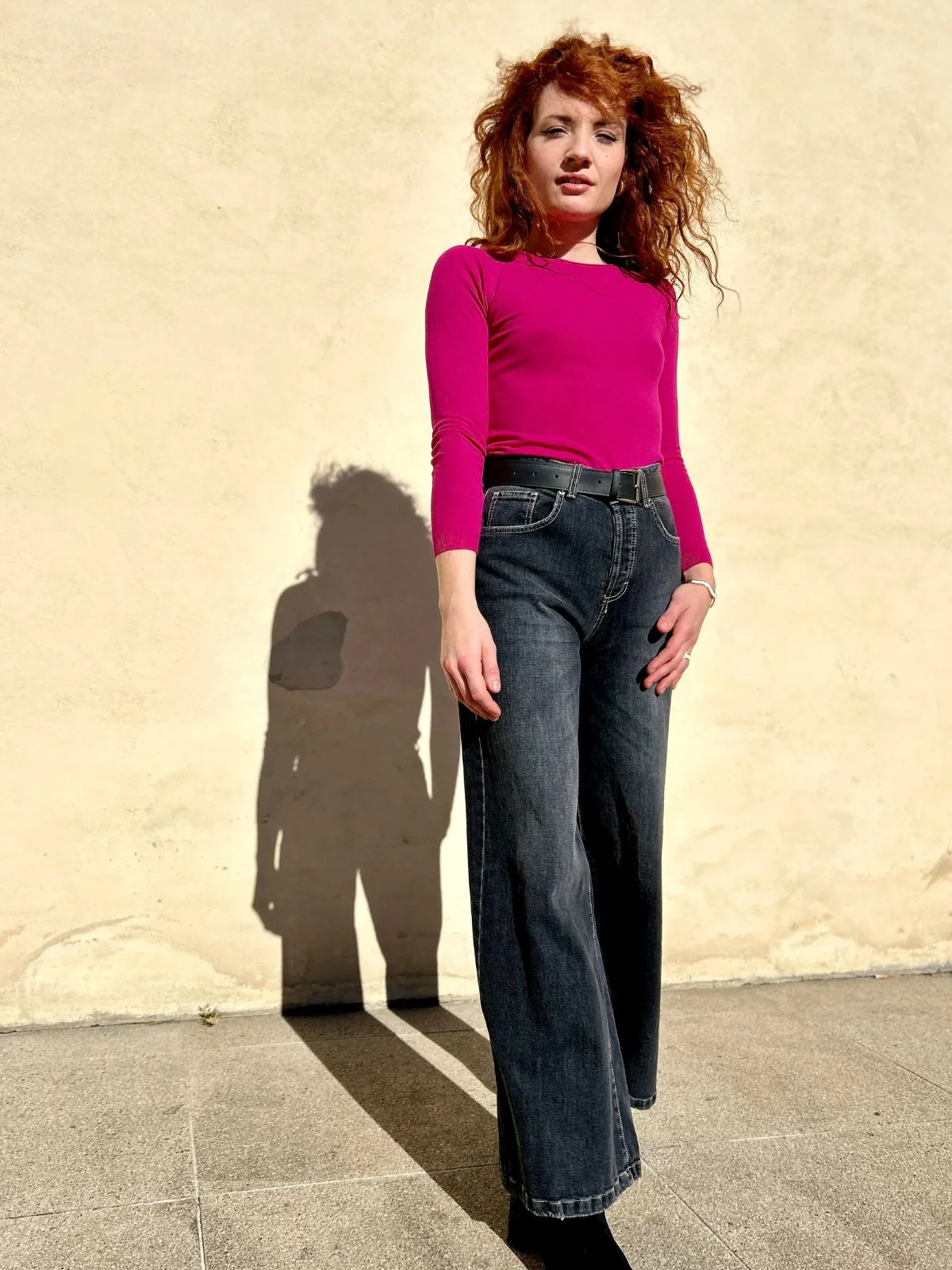 Jeans a palazzo grigio