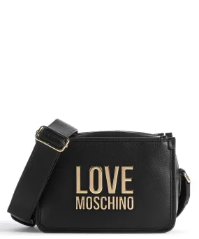  Love Moschino Love Lettering Borsa a tracolla pelle sintetica nero  
