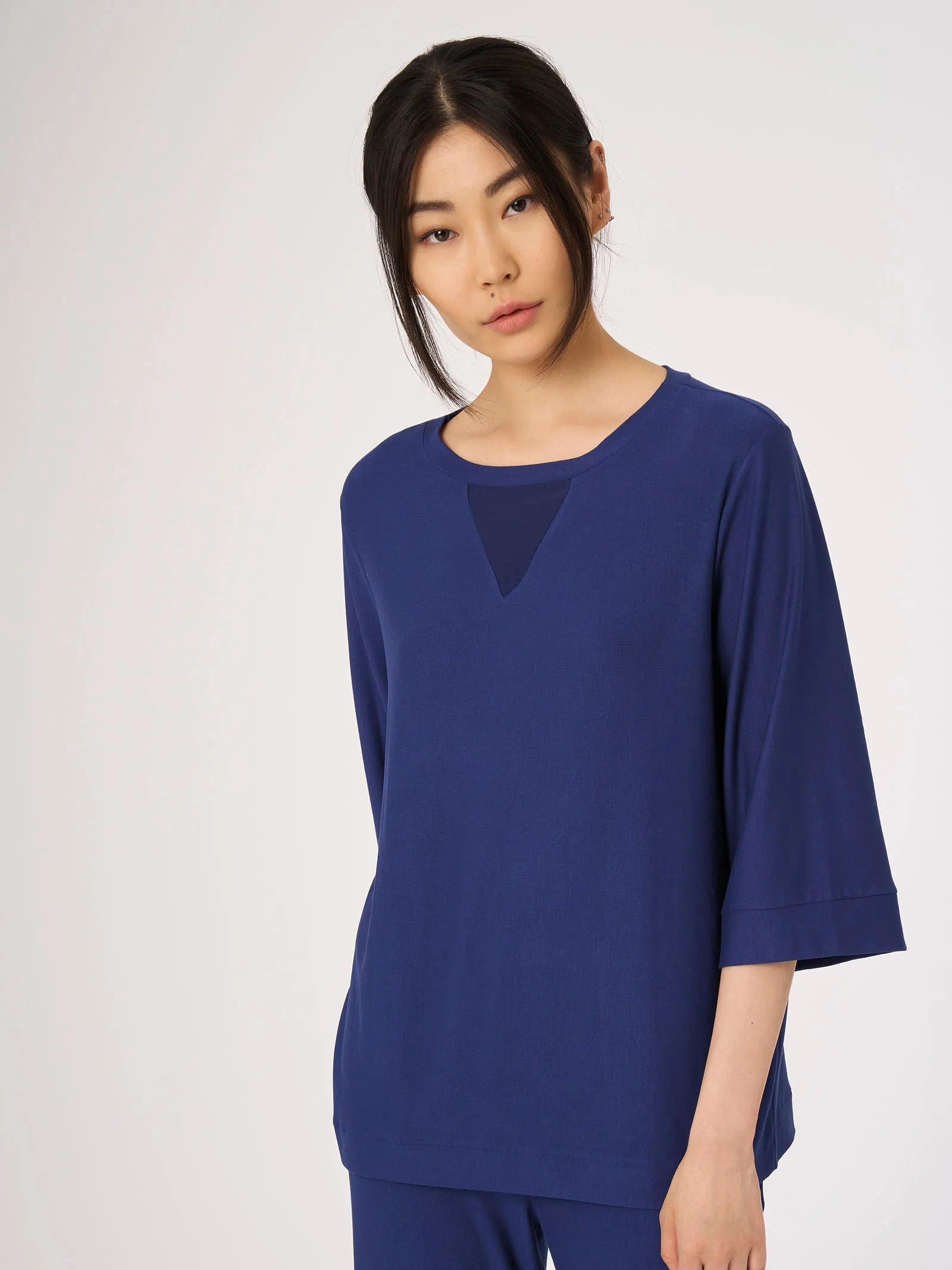 Maglia con maniche a 3/4 in Summer Techno Fleece - Blueberry