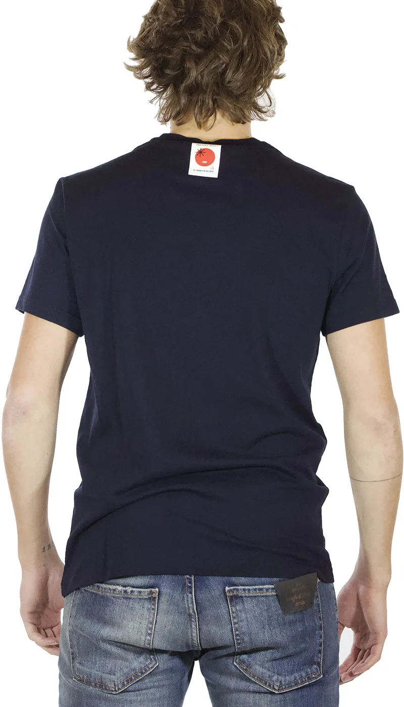 Manuel Ritz T-shirt uomo blu in cotone stampa karate