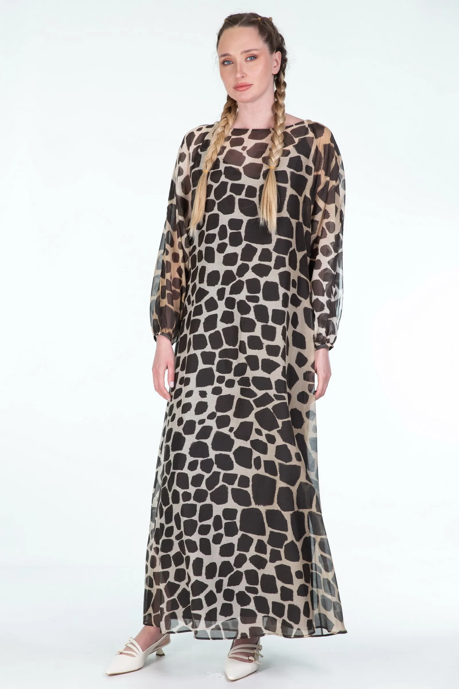 MAX MARA STUDIO  abito kaftano in mussola animalier ULNA