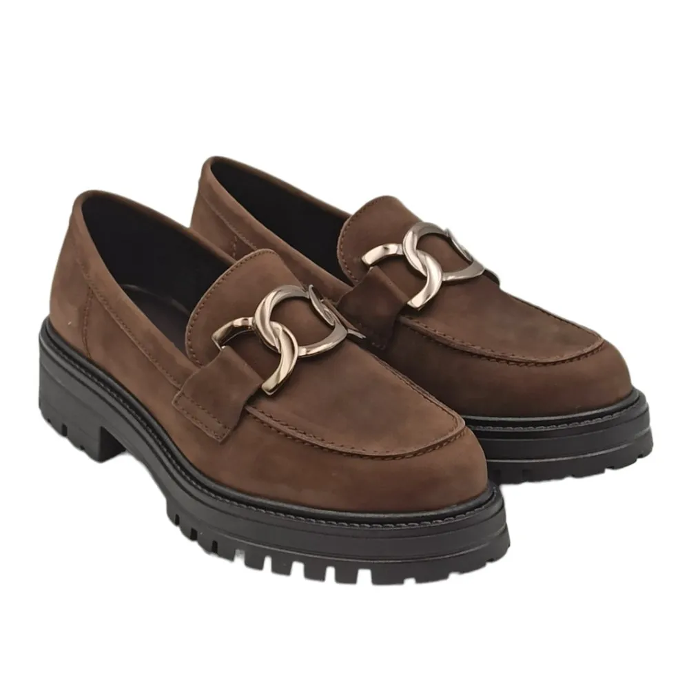 Mocassino donna in nabuk Francesco Brunelli AO101 222 CIOCCOLATO