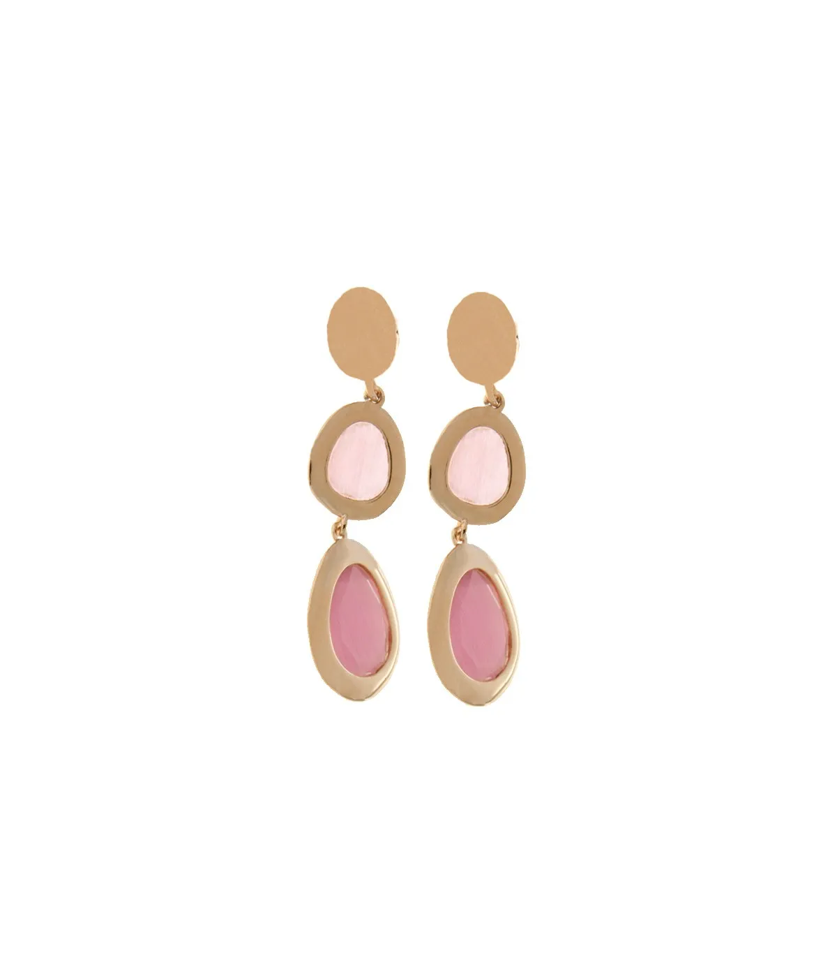 Orecchini Donna Pendenti Argento 925 Rosato con Pietre Rosa