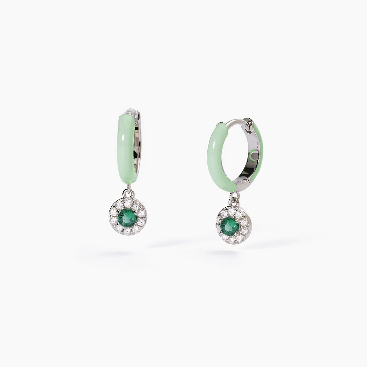 Orecchini Hoop Verde Zirconi Mabina Gioielli 563598