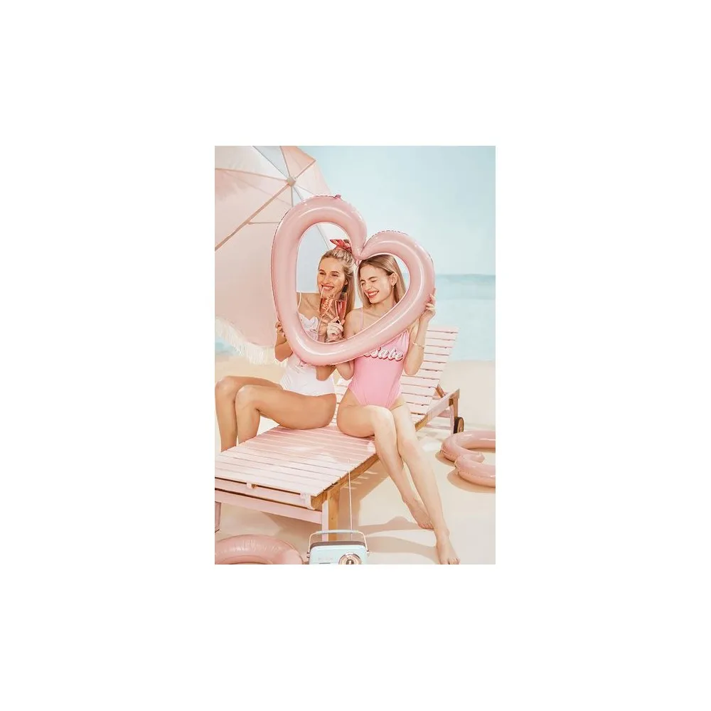 Palloncino cuore cornice selfie rosa chiaroMisura 73 x 72 cm