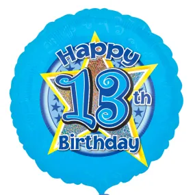 Palloncino foil blu 13° compleanno Boom 43 cm