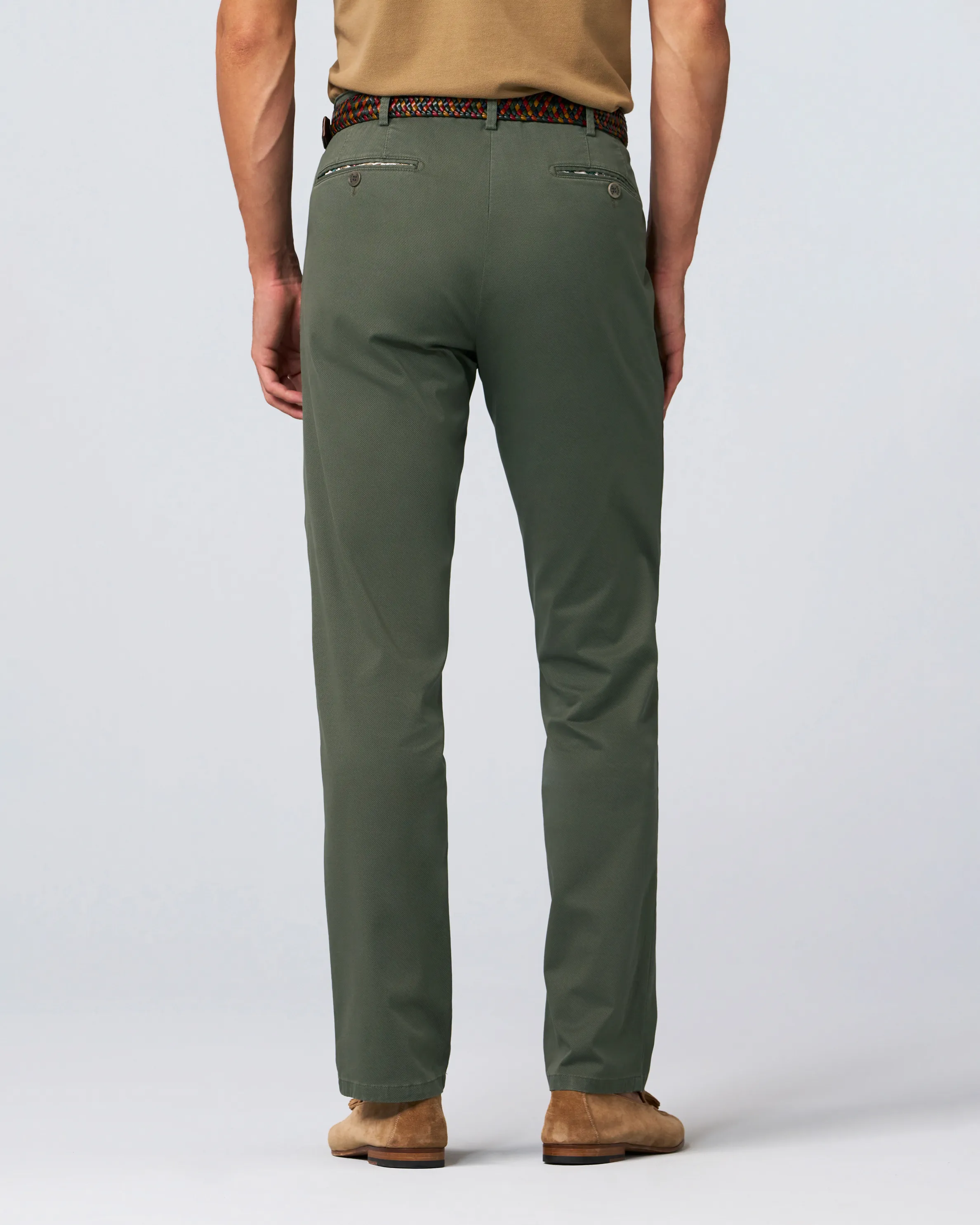Pantalone Bonn verde militare micro armatura in cotone stretch a gamba dritta drop 6