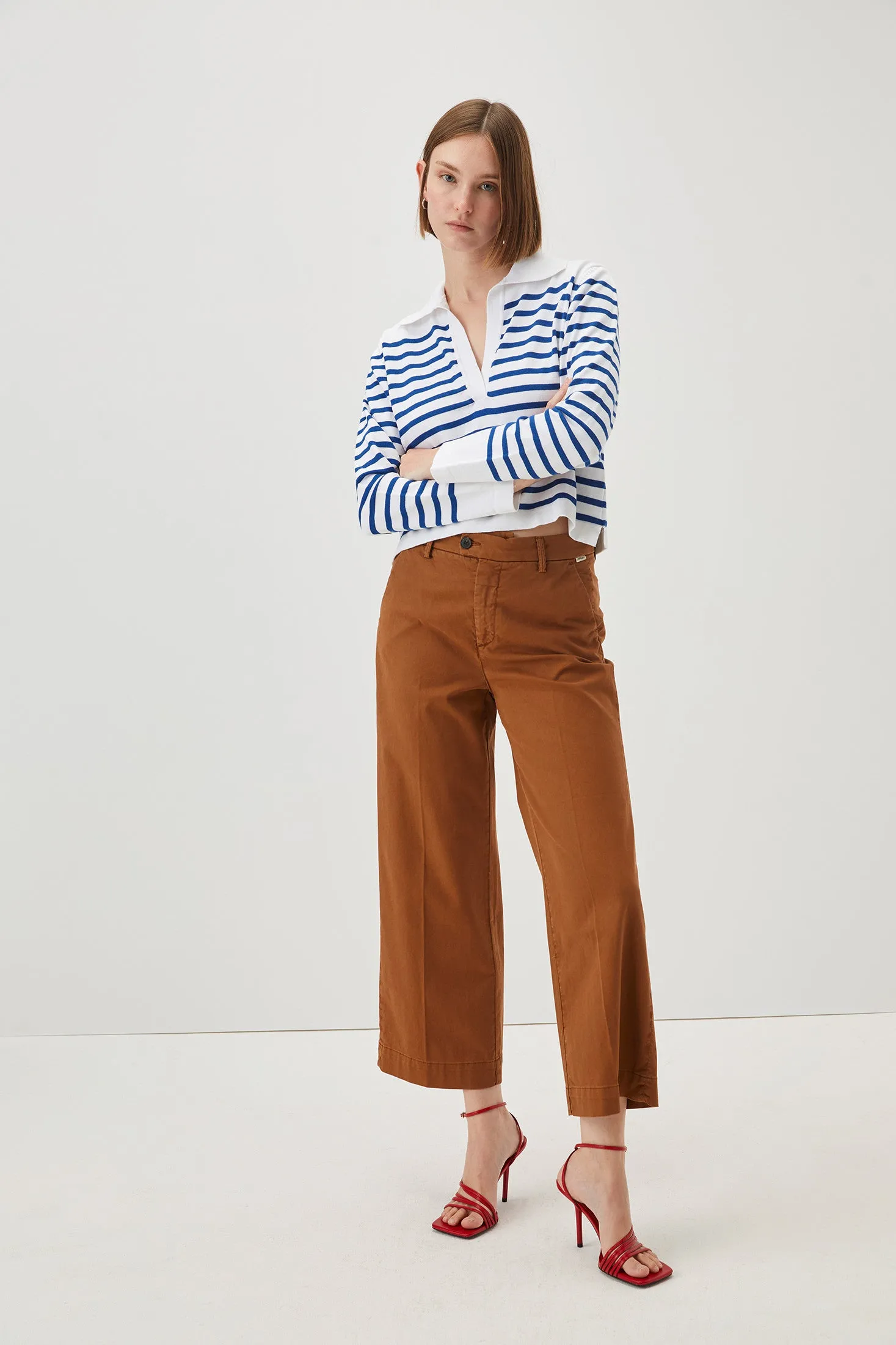 Pantalone Lais Cut in Gabardina Roy Roger's Marroni da Donna
