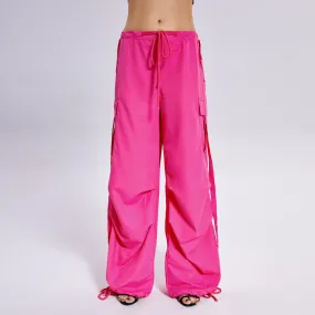 Pantalone loose fit fucsia casual con tasche da ragazza