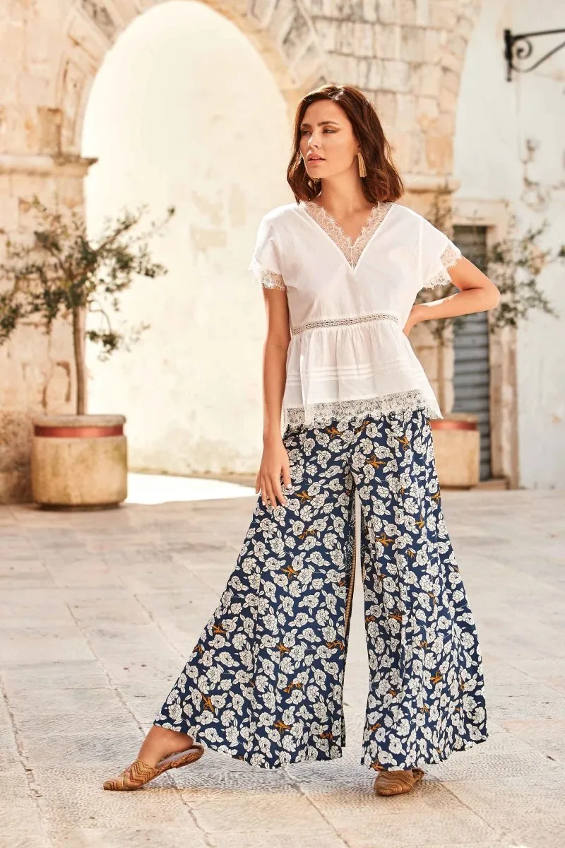 PANTALONE PALAZZO FLOREALE