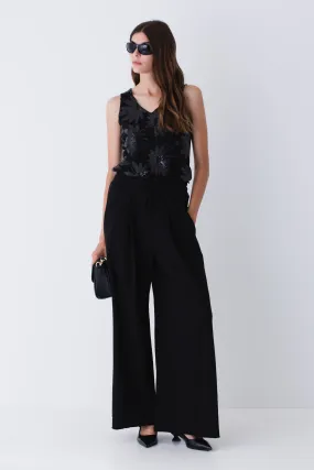 Pantalone palazzo in cotone garzato - FW25