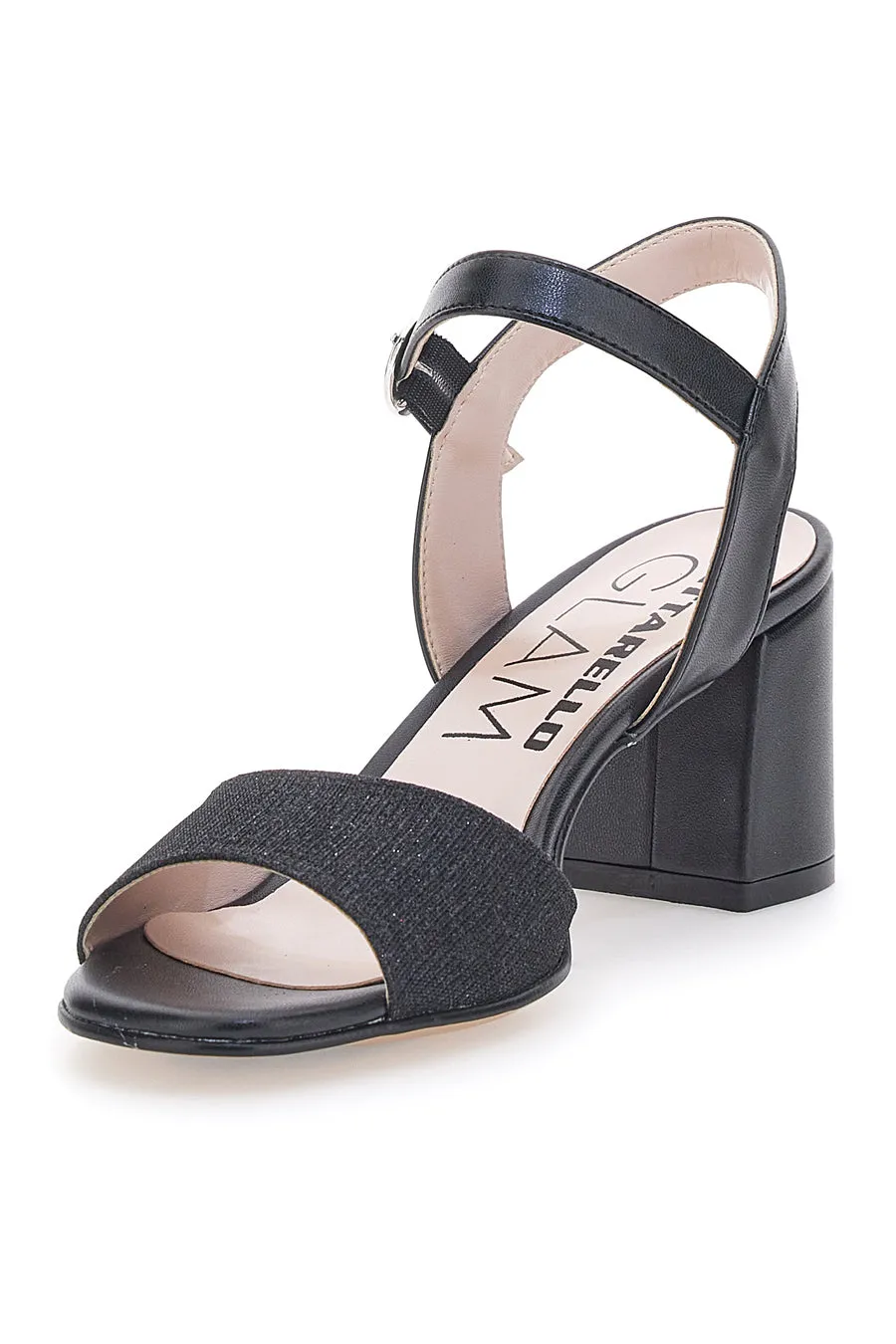   PITTARELLO GLAM Sandali Neri Con Brillantini e Cinturino Alla Caviglia Pittarello Glam 4214