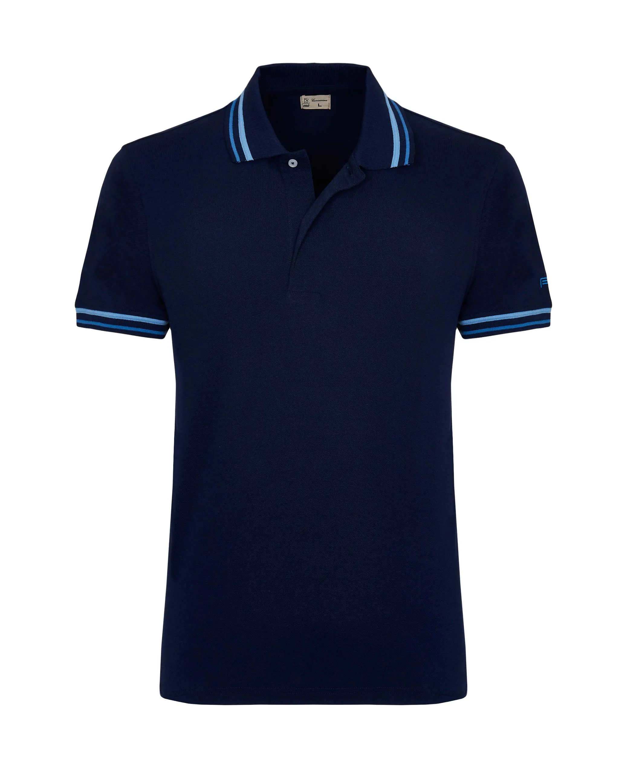 Polo fancy blu scuro in 100% cotone    