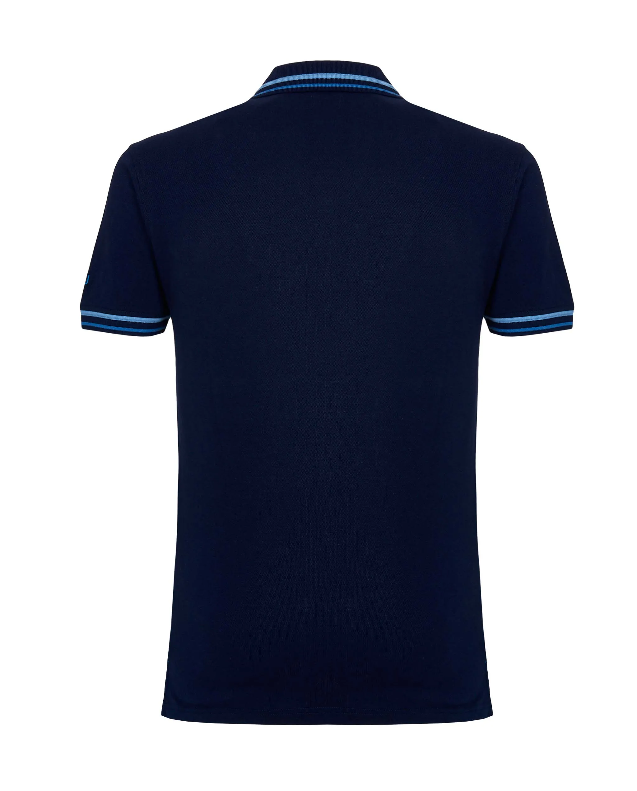 Polo fancy blu scuro in 100% cotone    