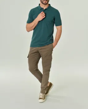 Polo verde mezza manica con taschino in pima cotton