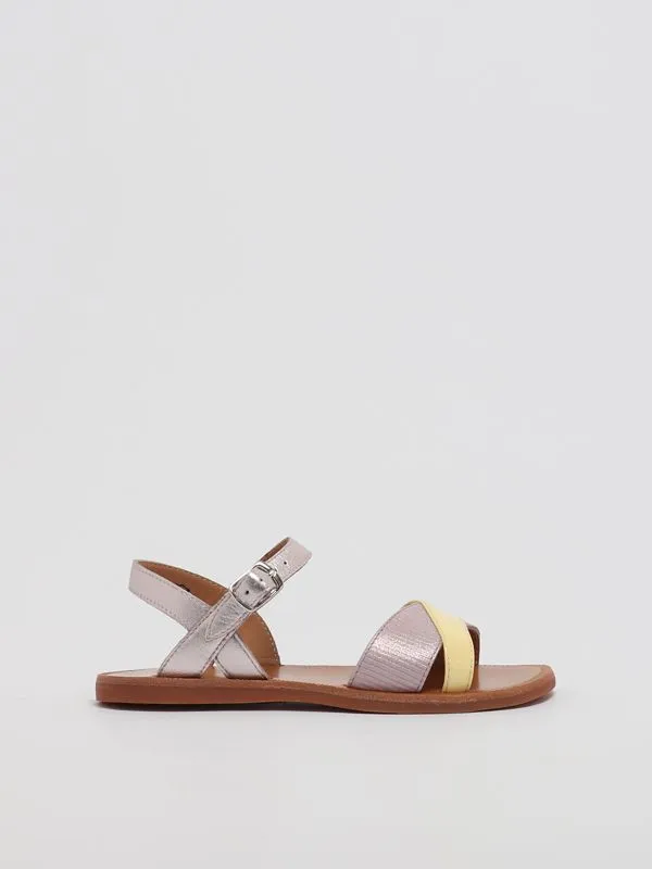 Sandali bambina Pom D'Api Plagette Tek in pelle Giallo-Glicine