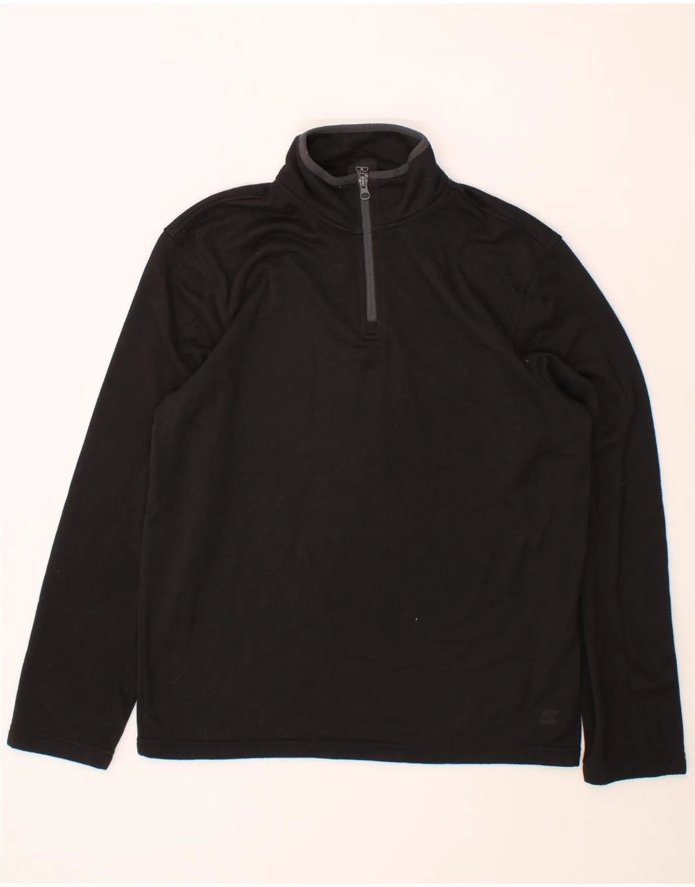 STARTER Mens Zip Neck Fleece Jumper UK 38/40 Medium Black Polyester