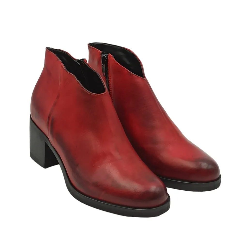 Stivaletto Donna in Pelle LUX 5540 Rosso 232