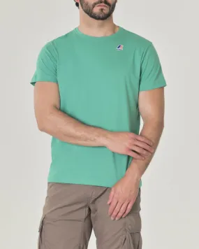 T-shirt verde acqua mezza manica in jersey di cotone con logo piccolo