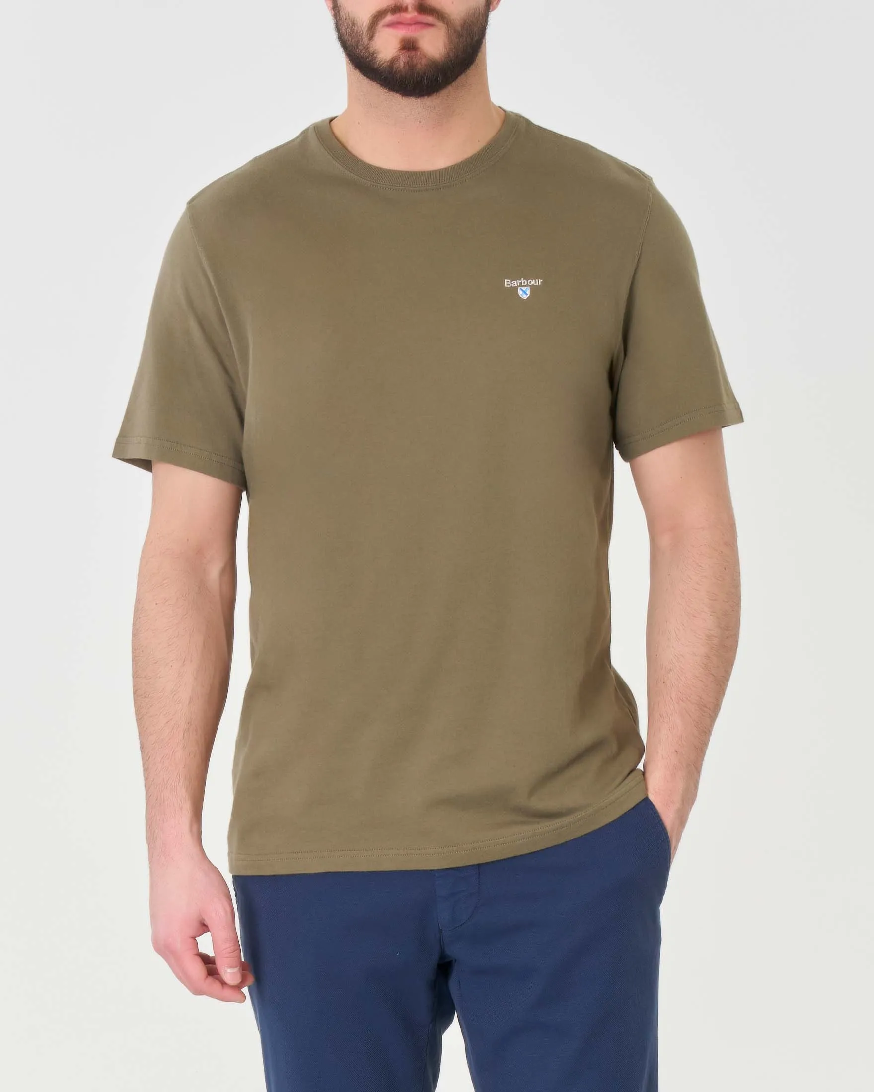 T-shirt verde militare mezza manica tinta unita tailor-fit