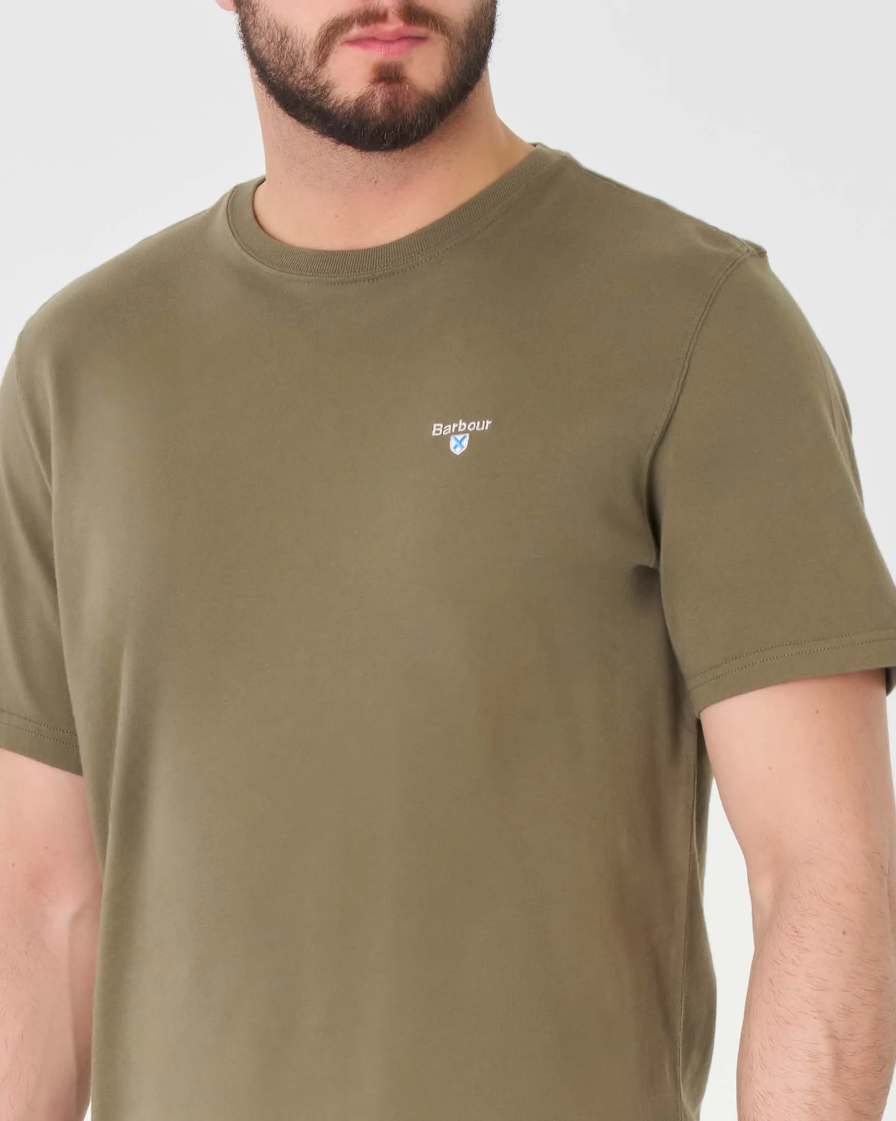 T-shirt verde militare mezza manica tinta unita tailor-fit