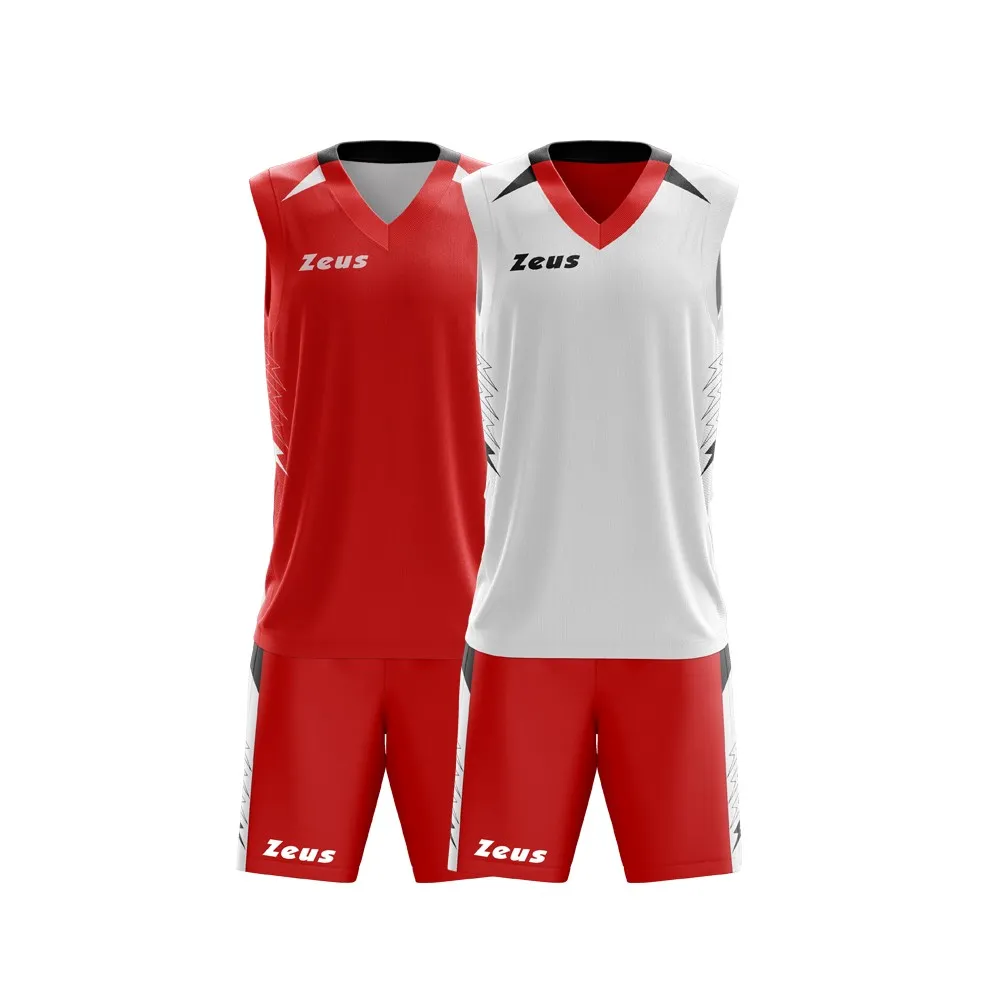 ZEUS SPORT - KIT JAM - COMPLETO BASKET - ROSSO BIANCO - DOPPIO REVERSIBILE